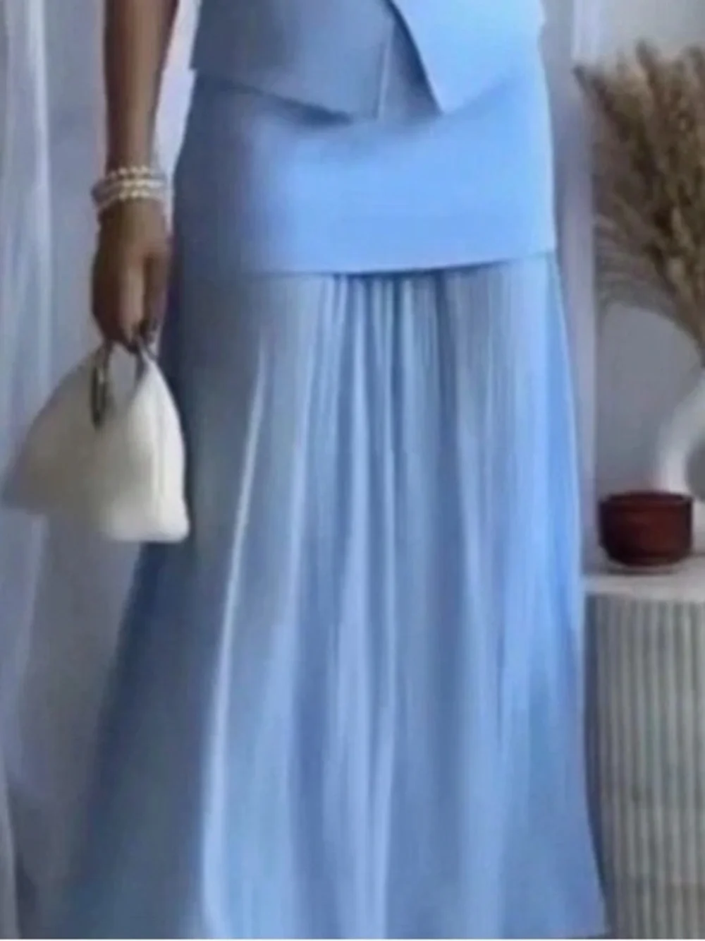Zara Light Blue Maxi Skirt with Fitted Waist